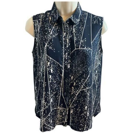 Mossimo Navy and White Paint splattered design Sleeveless Top. Size XS - Picture 1 of 6